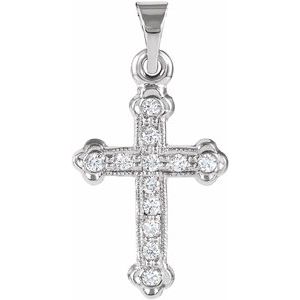 14K White Gold 1/10 CTW Natural Diamond Cross Pendant