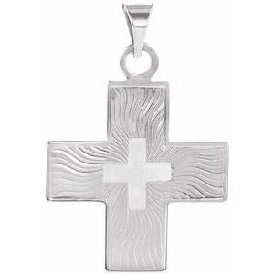 14K White Gold 20.5x18 mm Greek Cross Pendant