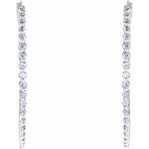 Sterling Silver Imitation White Cubic Zirconia Inside-Outside 42 mm Hoop Earrings