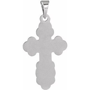 14K White Gold 19x13 mm Orthodox Cross Pendant