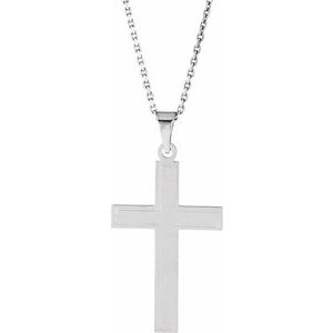 14K White Gold 36.8x18 mm Cross 18" Necklace