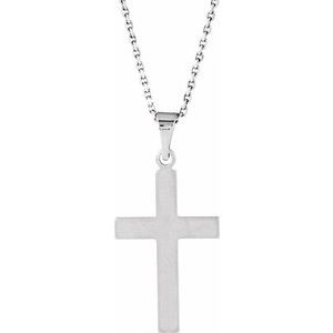 14K White Gold 49.4x25 mm Cross 18" Necklace