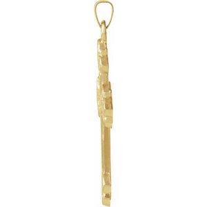 14K Yellow Gold 33x25 mm Hollow Cross Pendant
