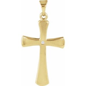 14K White Gold .005 CT Natural Diamond Cross Pendant