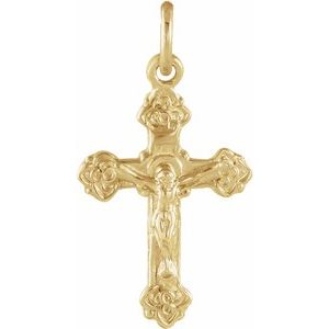 14K Yellow Gold 14x9 mm Youth Crucifix Pendant