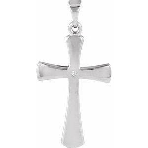 14K White Gold .005 CT Natural Diamond Cross Pendant