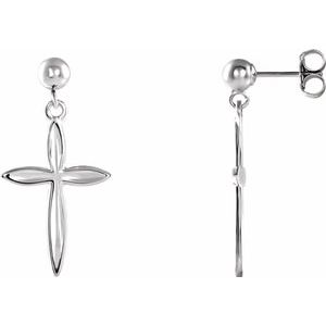 14K Yellow Gold Cross & Ball Earrings