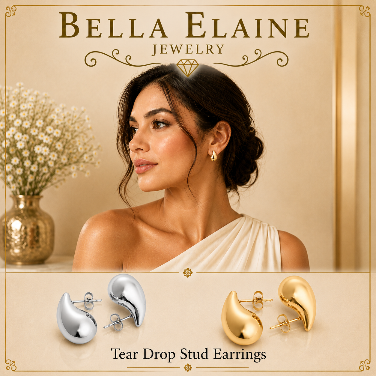 Teardrop Stud Earrings