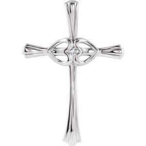 14K White Gold .005 CT Natural Diamond Cross Pendant