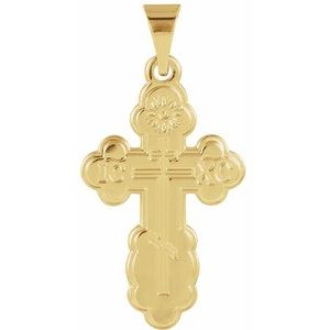 14K Yellow Gold St. Olga Orthodox Cross Pendant