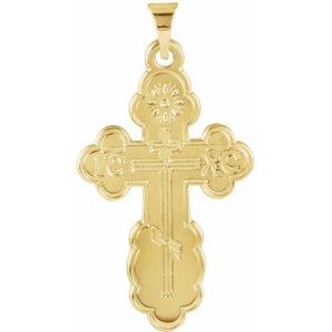 14K Yellow Gold St. Olga Orthodox Cross Pendant