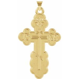 14K Yellow Gold St. Olga Orthodox Cross Pendant