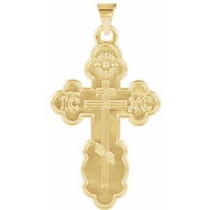 14K Yellow Gold St. Olga Orthodox Cross Pendant