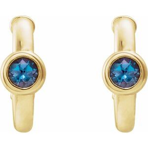 14K Yellow Gold Lab-Grown Alexandrite Huggie Hoop Earrings