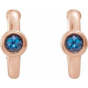 14K Rose Gold Lab-Grown Alexandrite Huggie Hoop Earrings