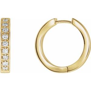 14K White Gold Imitation Cubic Zirconia Inside-Outside Hinged 18.5 mm Hoop Earrings