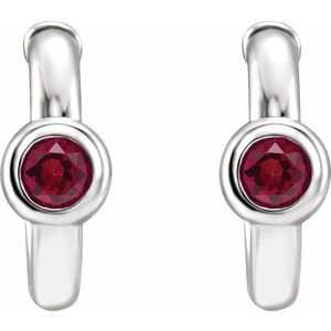 14K White Gold Lab-Grown Ruby Huggie Hoop Earrings