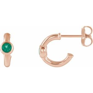 14K Rose Gold Lab-Grown Emerald Huggie Hoop Earrings