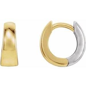14K Yellow/White Gold Hinged 10.25 mm Hoop Earrings