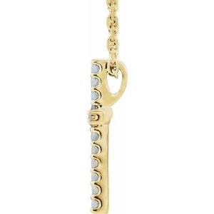 14K Yellow Gold Natural Swiss Blue Topaz Petite Cross 16" Necklace
