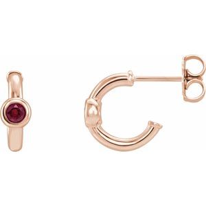 14K Rose Gold Lab-Grown Ruby Huggie Hoop Earrings