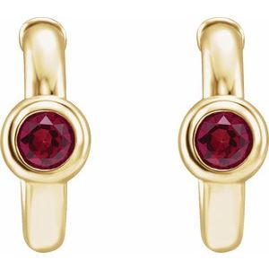 14K Yellow Gold Lab-Grown Ruby Huggie Hoop Earrings