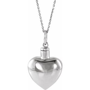 10K White Gold Heart Ash Holder 18" Necklace