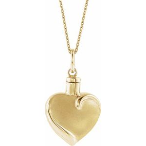 10K Yellow Gold Heart Ash Holder 18" Necklace