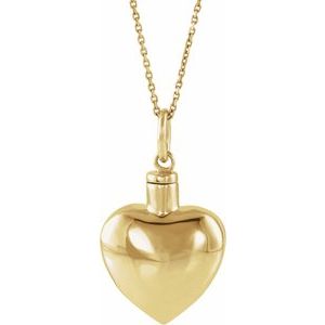 10K Yellow Gold Heart Ash Holder 18" Necklace