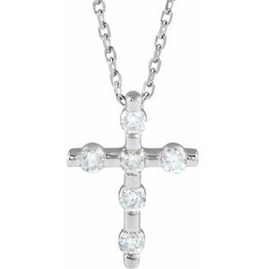 Platinum 1/5 CTW Natural Diamond Cross 16-18" Necklace