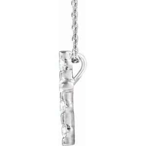 14K White Gold 1/5 CTW Natural Diamond Cross 16-18" Necklace