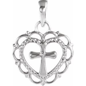 Platinum Youth Heart with Cross Pendant