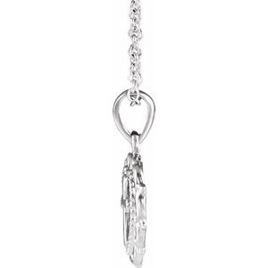 14K White Gold Youth Heart with Cross 16-18" Necklace