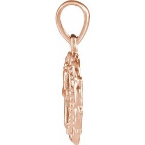 14K Rose Gold Youth Heart with Cross Pendant