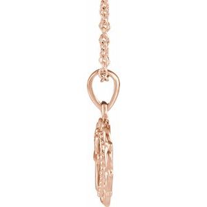 14K Rose Gold Youth Heart with Cross 16-18" Necklace
