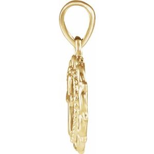 14K Yellow Gold Youth Heart with Cross Pendant