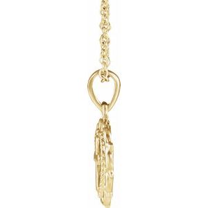 14K Yellow Gold Youth Heart with Cross 16-18" Necklace