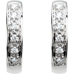 14K White Gold 1/10 CTW Natural Diamond Hinged 12.4 mm Hoop Earring