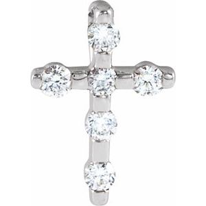 14K White Gold .08 CTW Natural Diamond Cross Pendant
