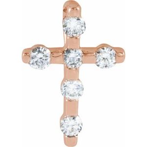 14K Rose Gold .08 CTW Natural Diamond Cross Pendant
