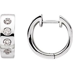 14K White Gold 1/6 CTW Natural Diamond 15.2 mm Hoop Earrings