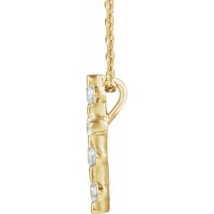 14K Yellow Gold 1/5 CTW Natural Diamond Cross 16-18" Necklace