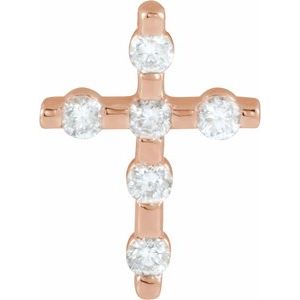 14K Rose Gold 1/5 CTW Natural Diamond Cross Pendant