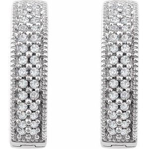 14K White Gold 1/4 CTW Natural Diamond 15.5 mm Hoop Earrings