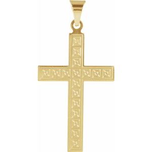14K Yellow Gold 25.9x12 mm Geometric Cross Pendant