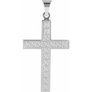 14K White Gold 36.8x18 mm Geometric Cross Pendant