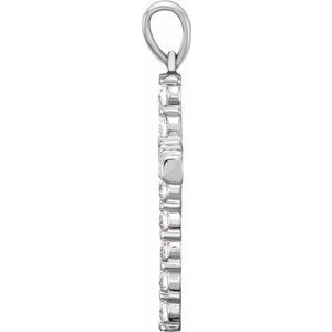 14K White Gold 3/4 CTW Natural Diamond Cross Pendant