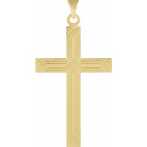 14K Yellow Gold Geometric Cross Pendant