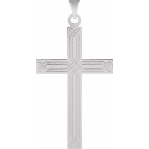 14K White Gold Geometric Cross Pendant