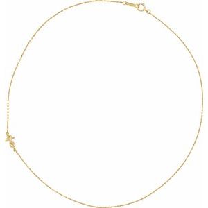 14K Yellow Gold Infinity-Inspired Off-Center Sideways Cross 16" Necklace